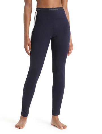 Midnight Navy / Snow Women's Icebreaker Merino 200 Sonebula Thermal Leggings One Piece & Sets | USA 1782WNBY